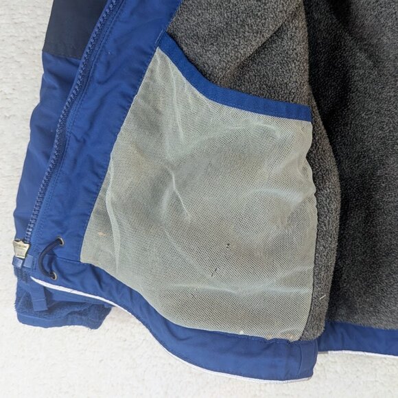Boy's 5-6 Land's End Winter Coat with Zipper Pockets & Velcro Sleeves Blue Black - Picture 5 of 8